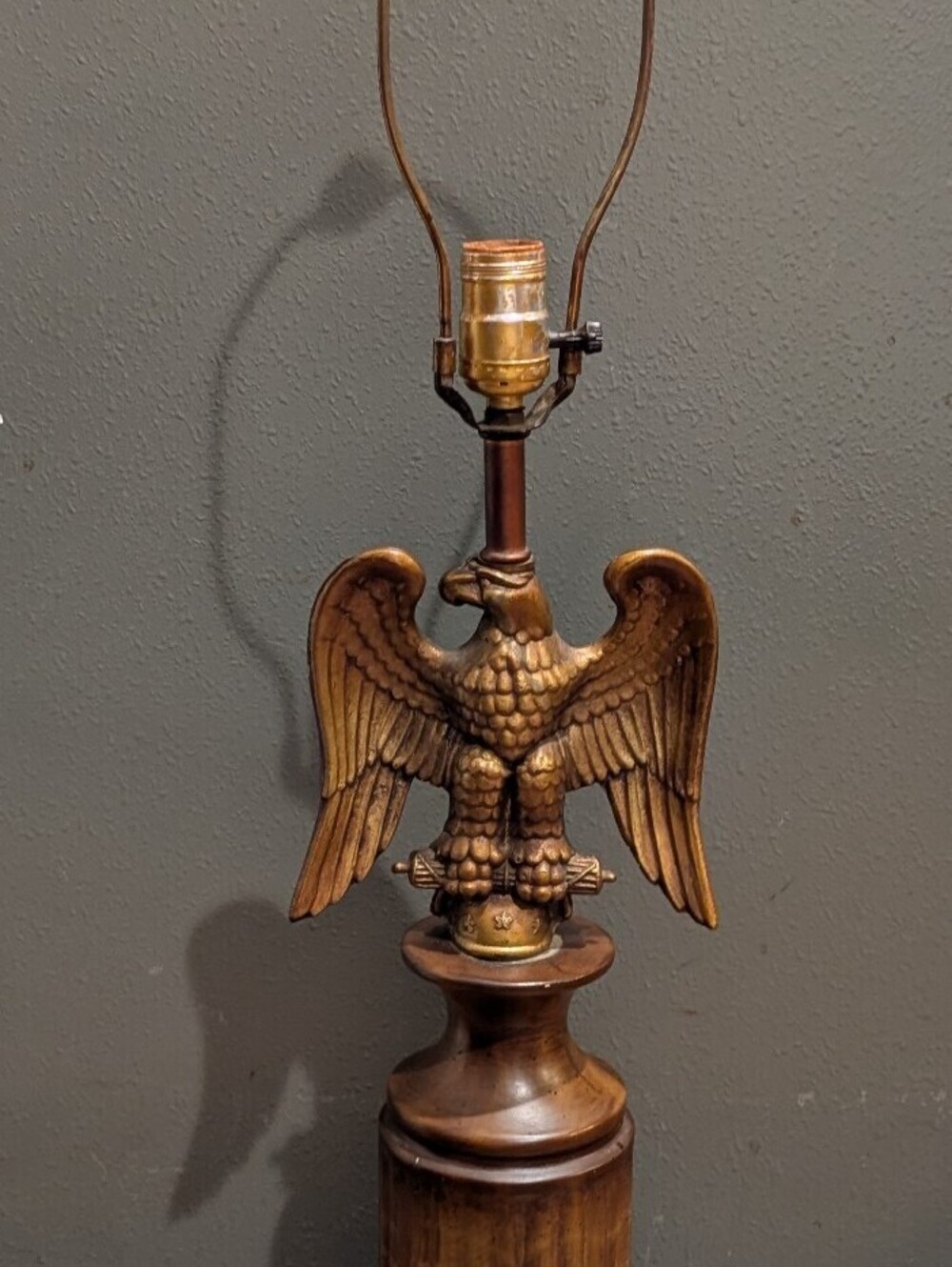 Vintage Federal Style American Eagle Table Lamp Wood Base 32"